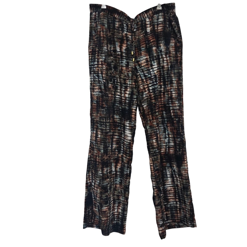 Mossimo Abstract Brushstroke Print Wide Leg Palazzo Pants Brown Black Blue XL